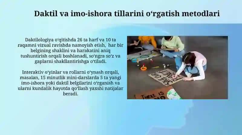Daktil va imo-ishora tillaridan foydalanish 4