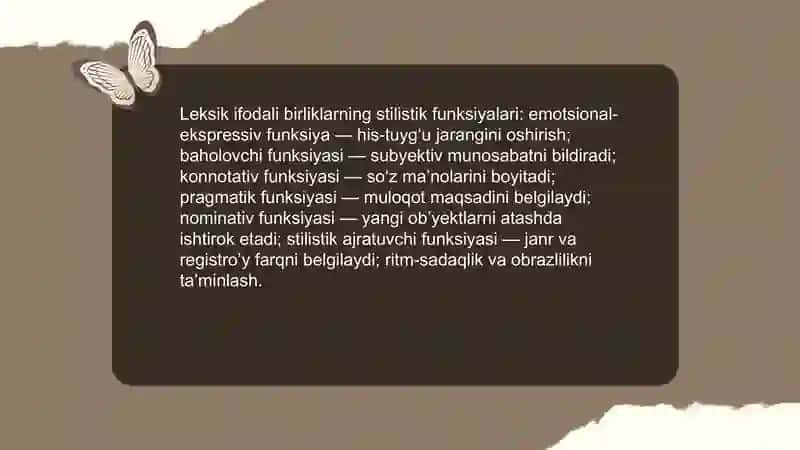 Stylistika va leksik ifodali birliklar: nazariy asoslar 4