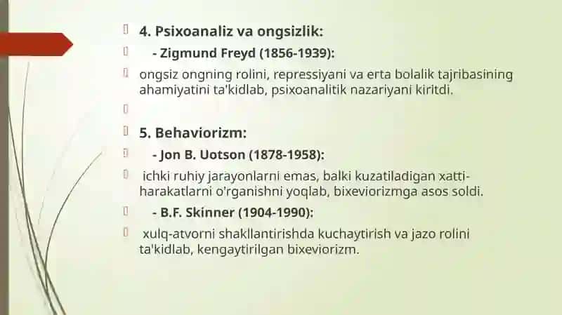 Psixologik fikrlarning rivojlanish tarixi 4