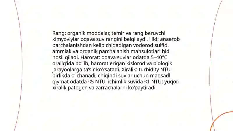 Oqava suvlarning tarkibi va xossalari 4
