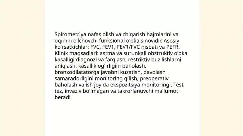 Nafas tiplari opkaning tiriklik sigimi spirametriya 4