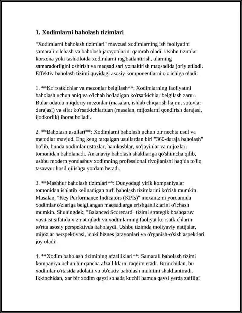 Xodimlarni baholash tizimlari 4