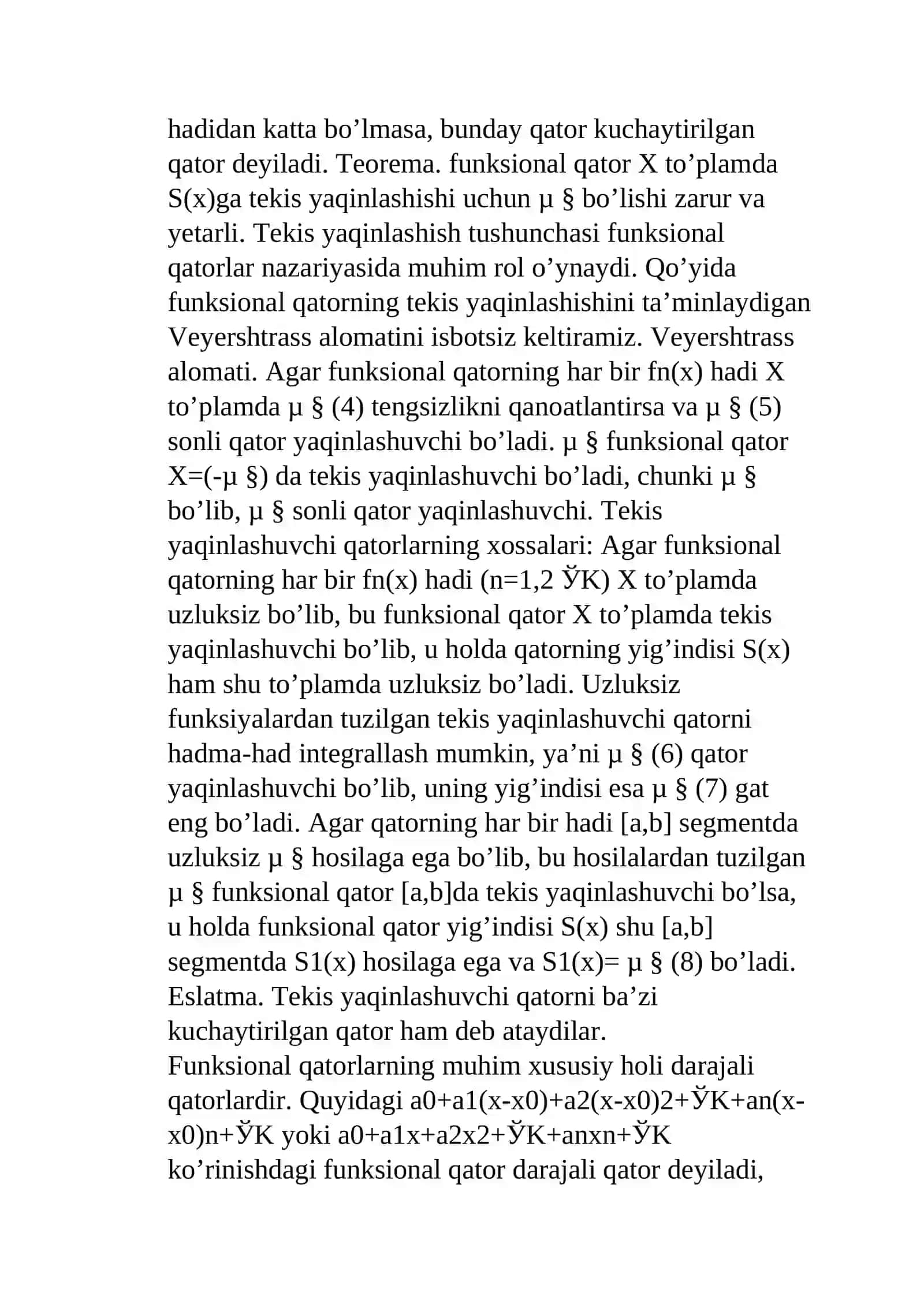 Qatorlar va ularning yaqinlashish belgilari 4