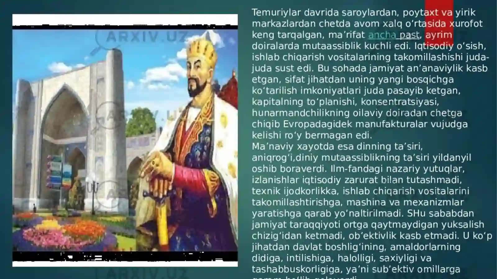 AMIR TEMUR DAVRIDA O'ZBEK DAVLATCHILIGI 4