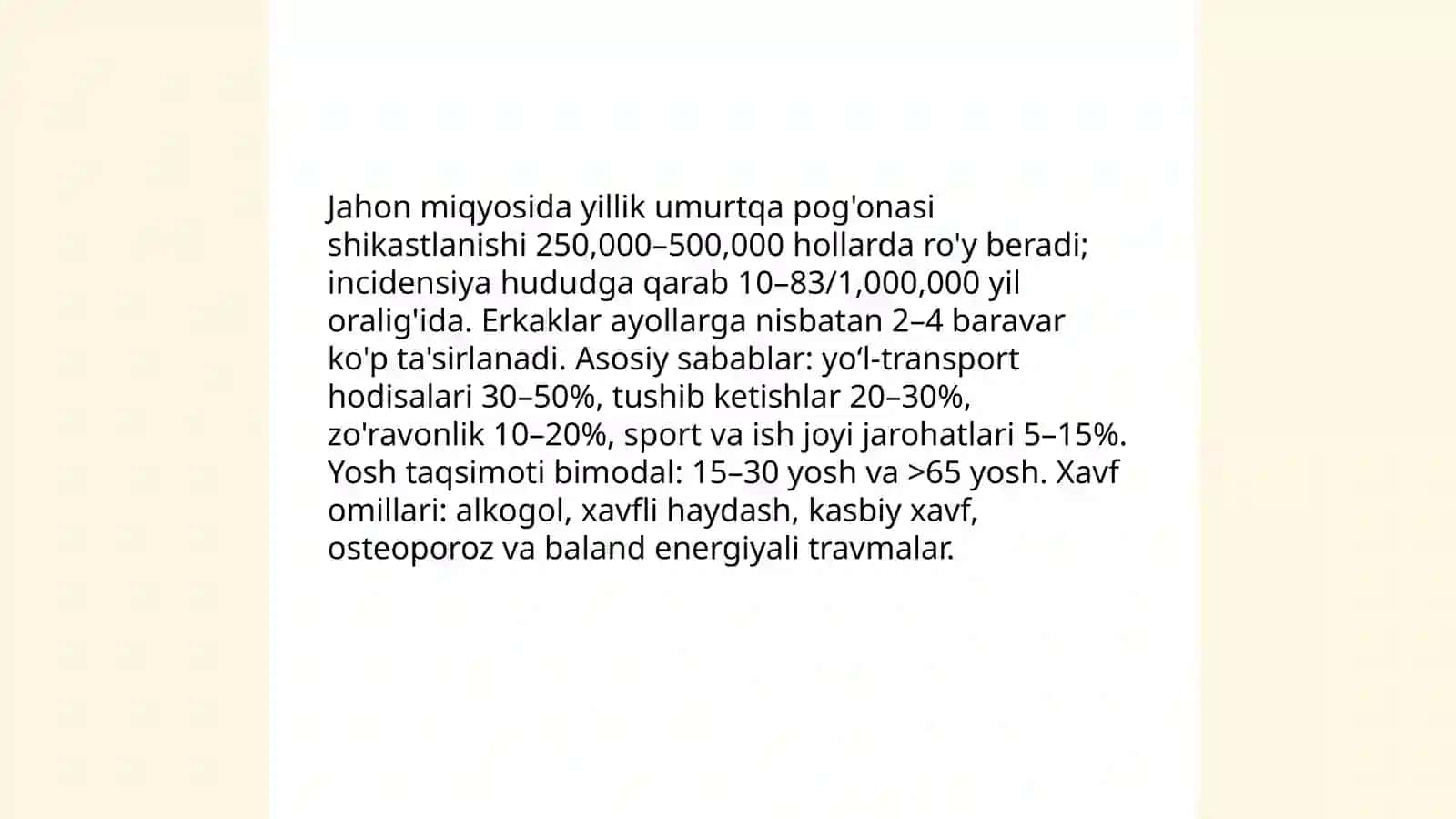 Umurtqa pog'onasi shikastlanishlari xaqida 4