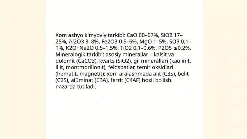 Romansement xom ashyosi, ishlab chikarish texnologiyasi 4