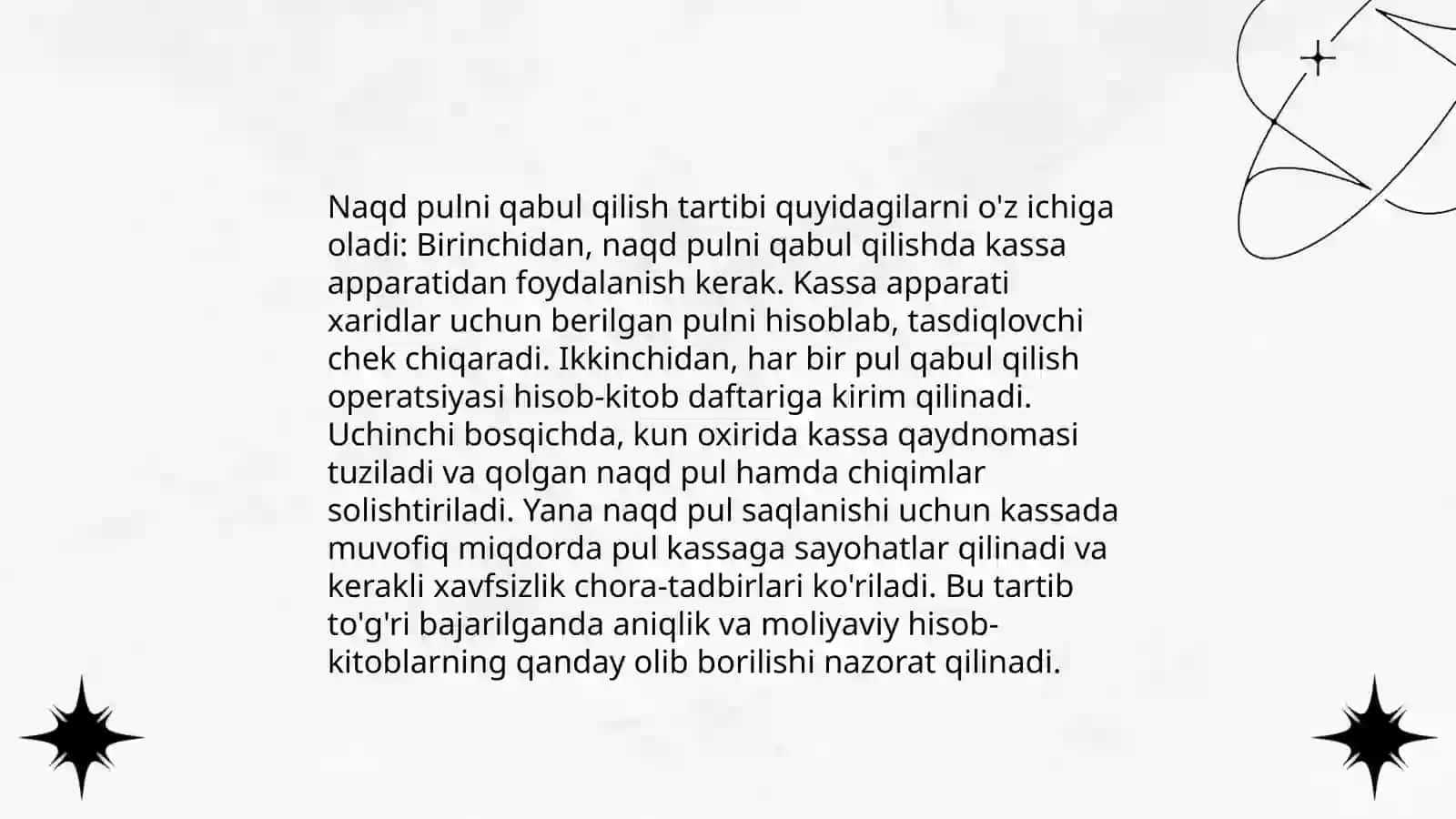 Kassa jarayonlari, ularni rasmiylashtirish va hisobga olish 4