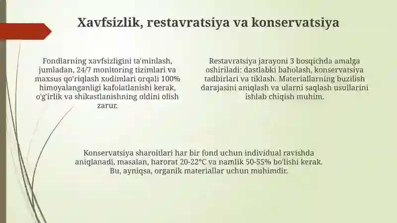 Muzey jamgarmalarini tashkil etish masalalari 4