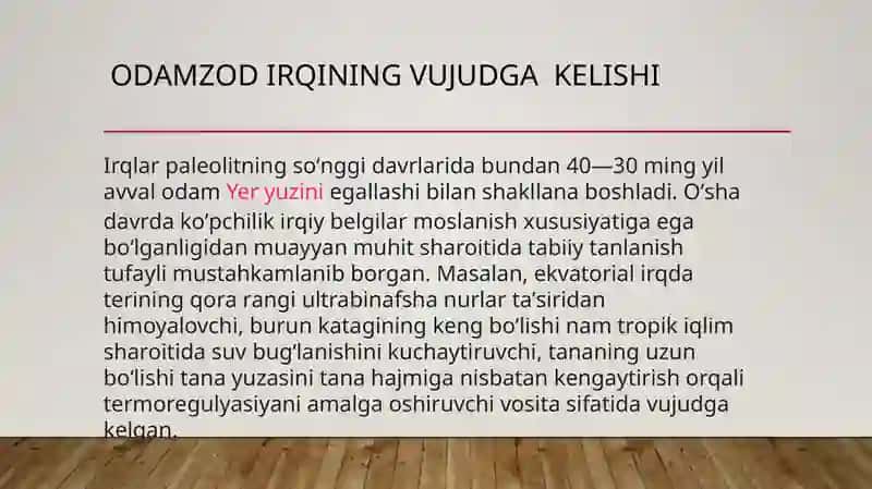 Irqlarning paydo bo'lishi 4