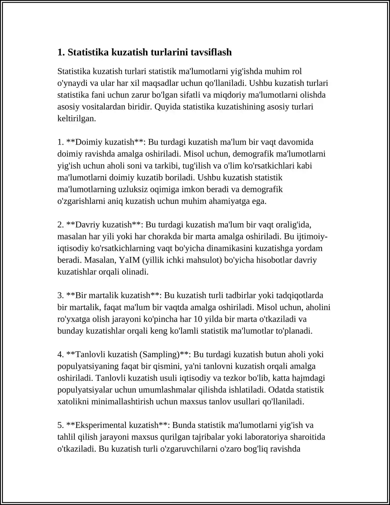 STATISTIK KUZATISH USLUBIYATI 4