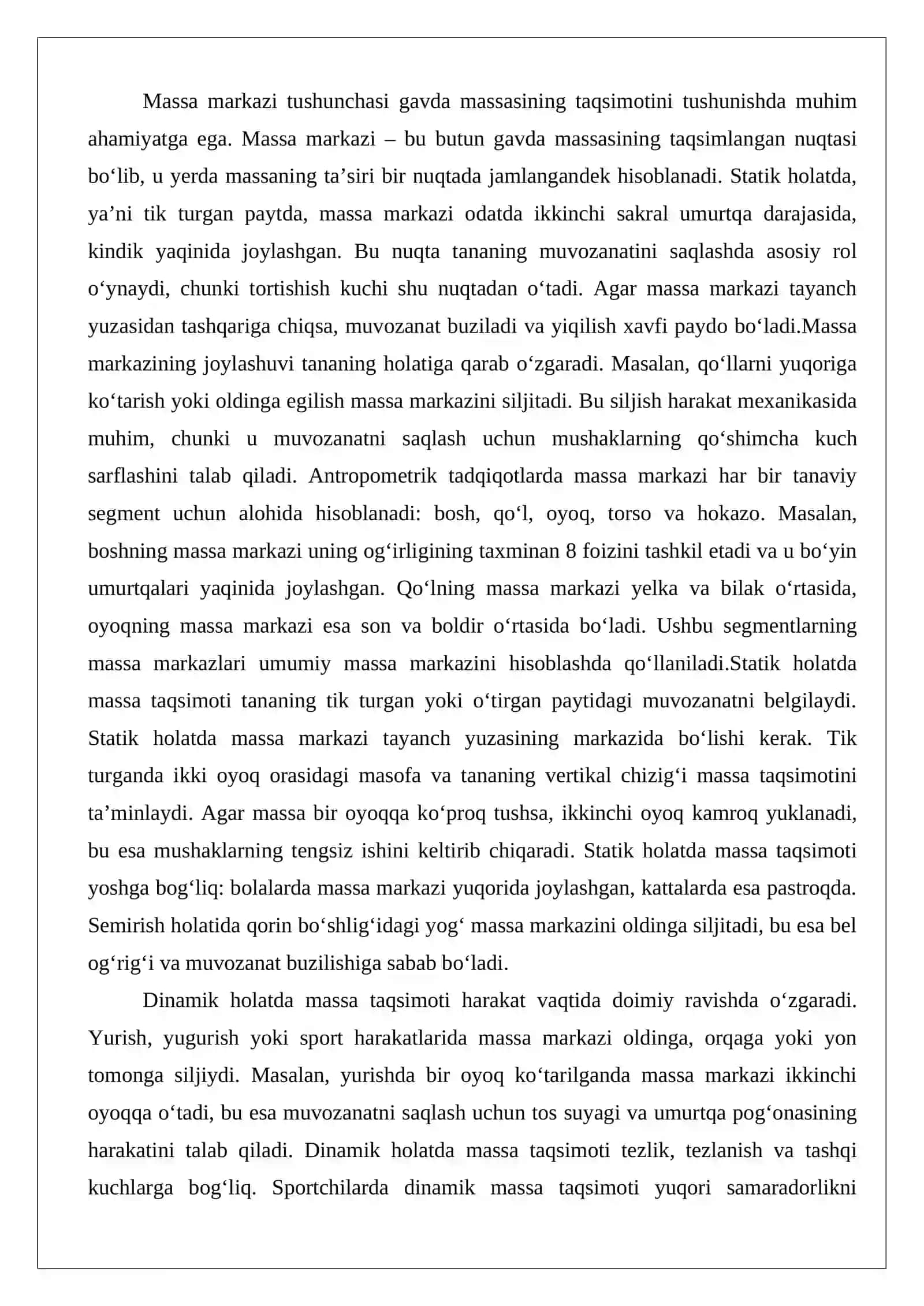 Odamlarning gavdasi massasining geometriyasi 4