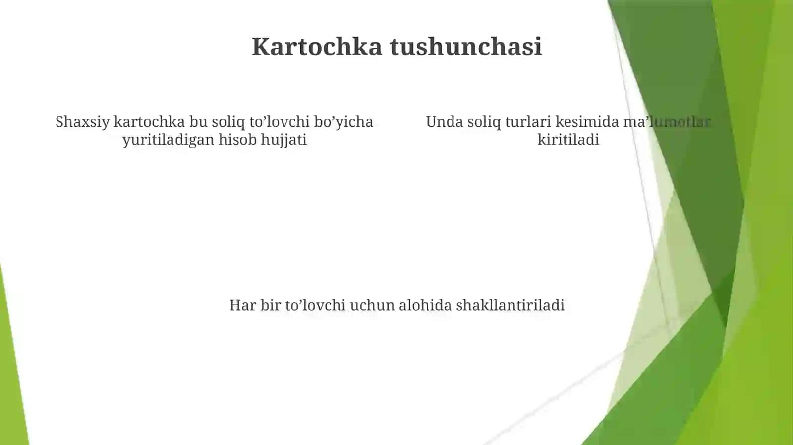 Soliq to’lovchi kartochkasi yuritish tartibi 4