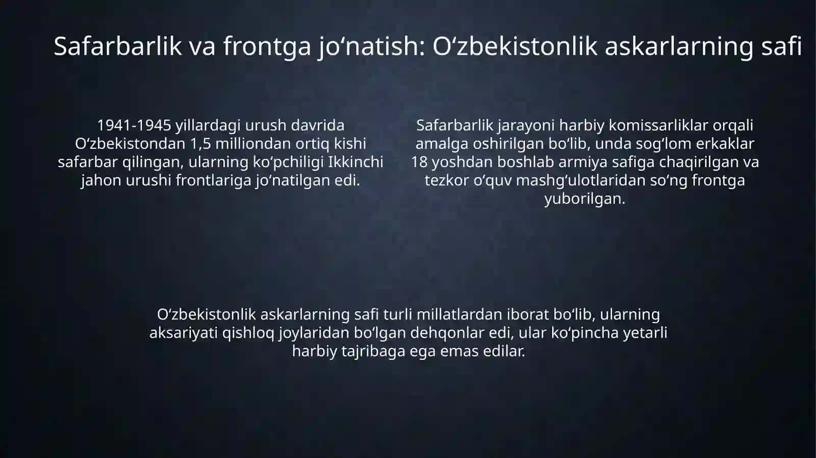 O'ZBEKISTONLIKLARNING FRONTDAGI JASORATI VA QAHRAMONLIKLAR 4