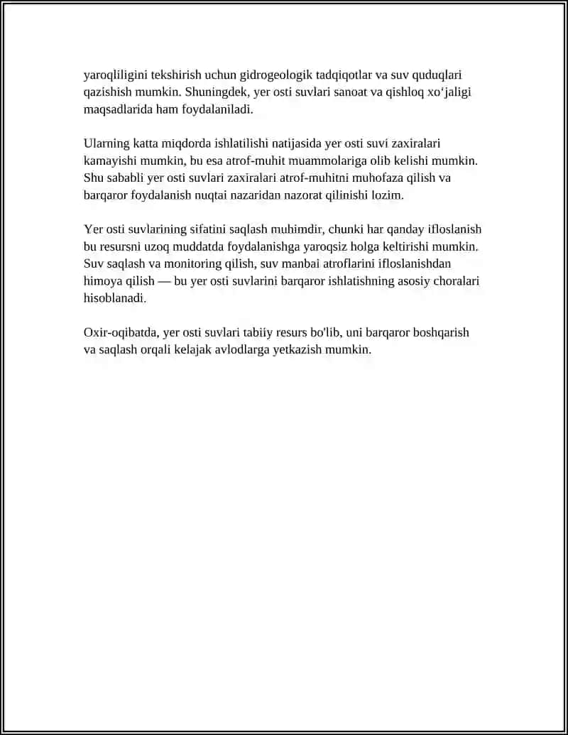 YER OSTI SUVI SUVLARI VA ULARNING TURLARI 4