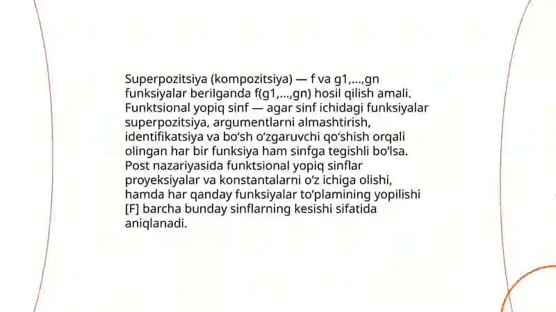 Funksional yopiq sinf.Post teoremasi 4