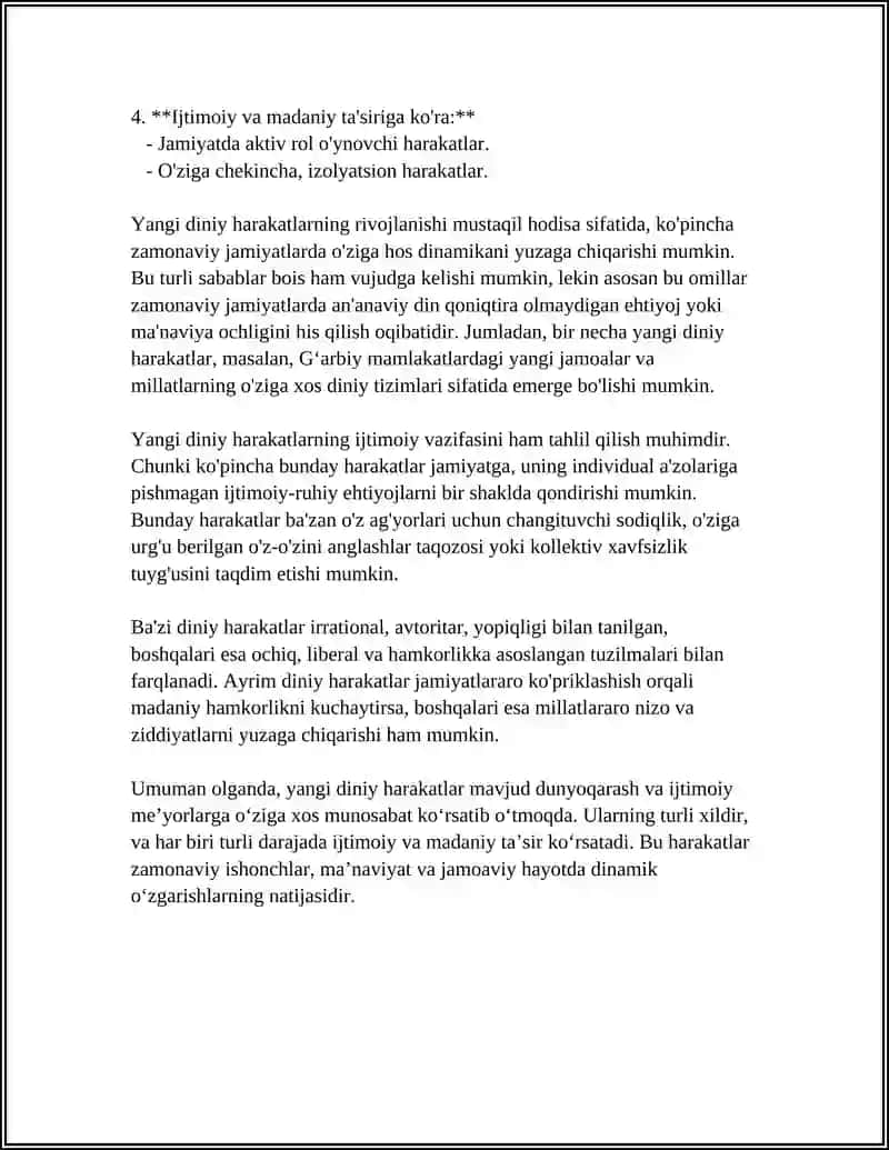 YANGI DINIY HARAKATLAR VA SEKTORLAR 4