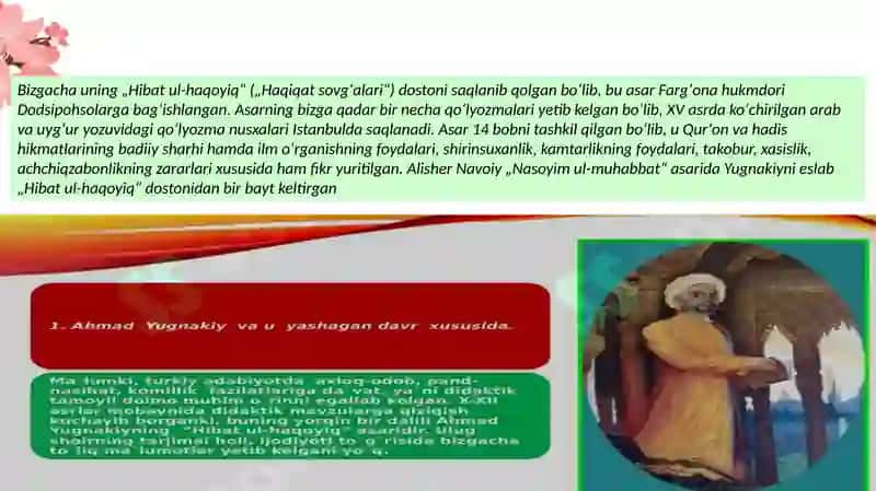 Hamzayeva Farogʻatning Oʻzbek adabiyoti fanidan taqdimoti 4
