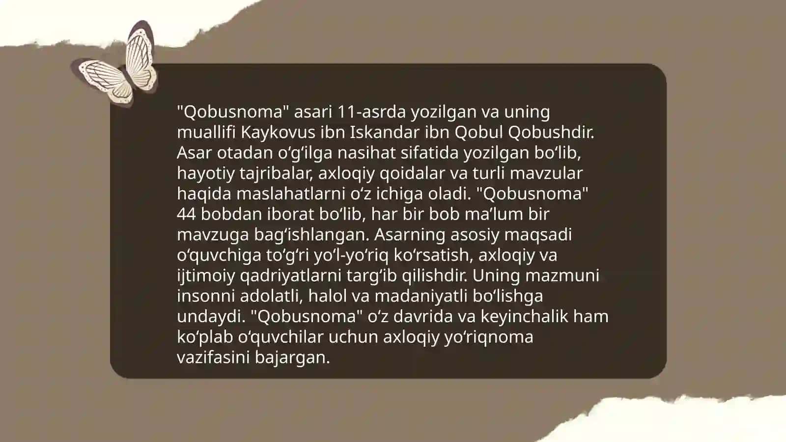 Qobusnoma tahlili 4