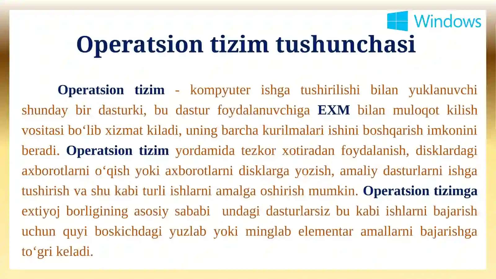 Kompyuter va mobil qurilmalarning operatsion tizimi 4