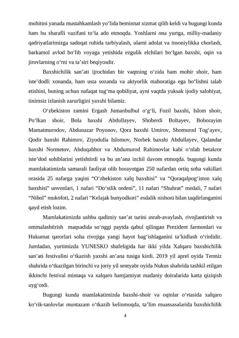 Baxshichilik san’ati haqida 4