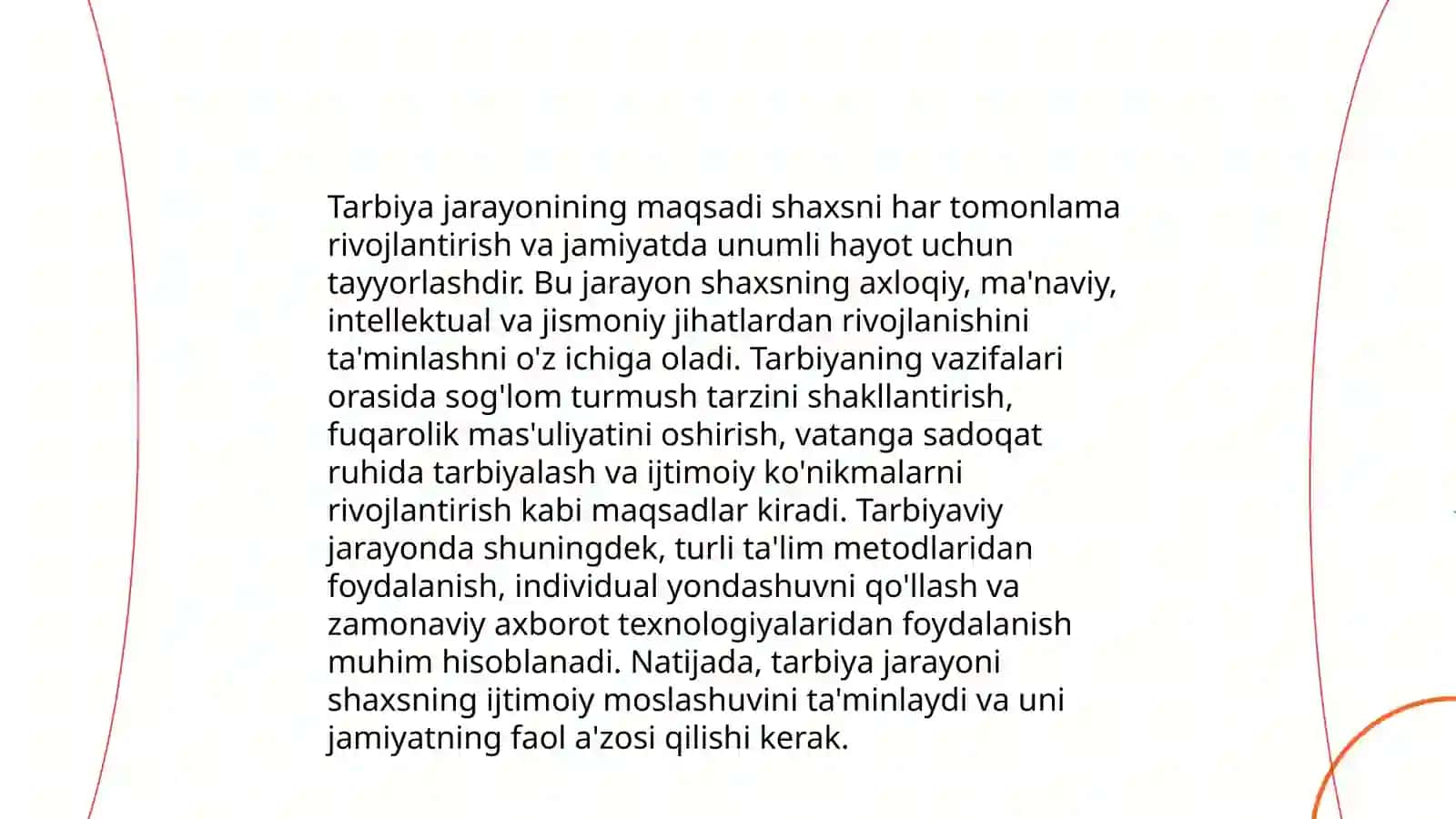 Tarbiya jarayonining mohiyati va mazmuni 4