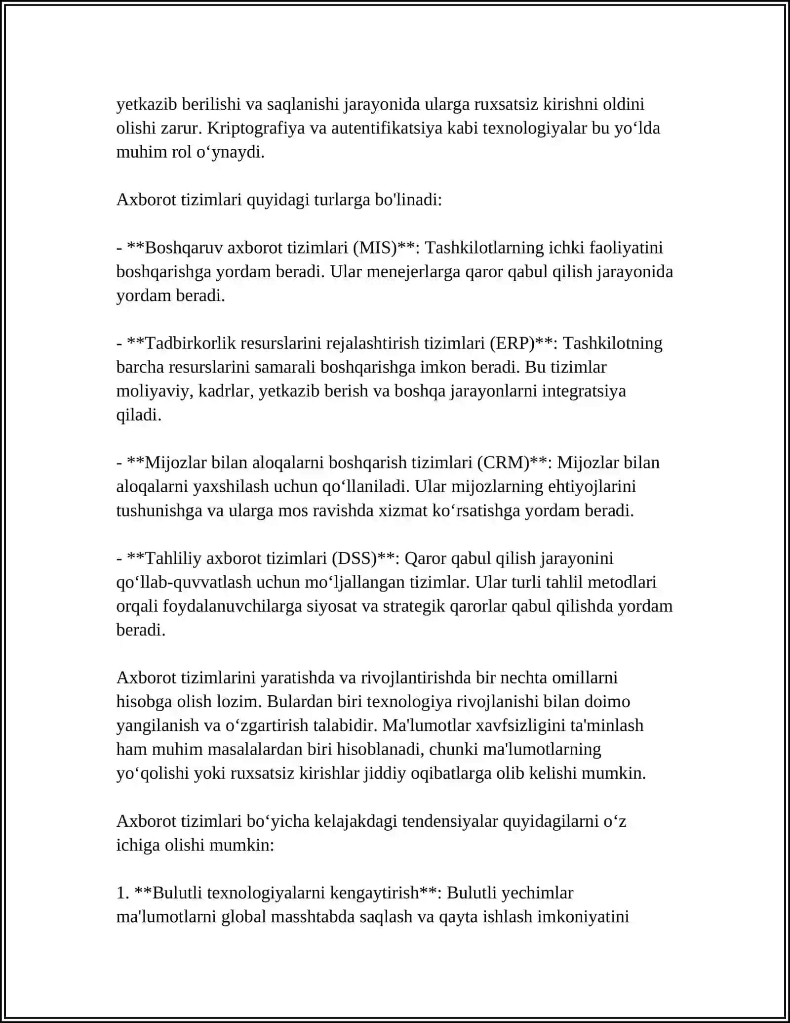 AXBOROT TIZIMLARI HAQIDA TUSHUNCHA VA AXBOROT TURLARI 4