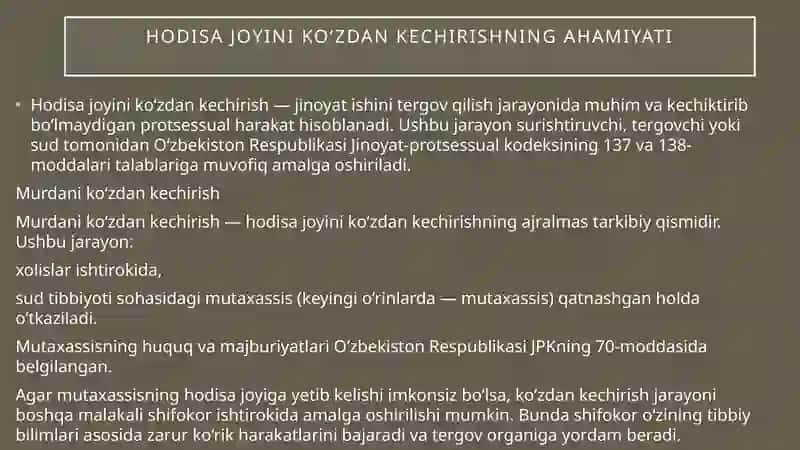 Hodisa sodir boʼlgan va murda topilgan joyni koʼzdan kechirish 4