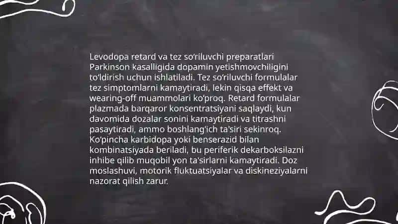 Levodopa va karbidopa kombinatsiyasi 4