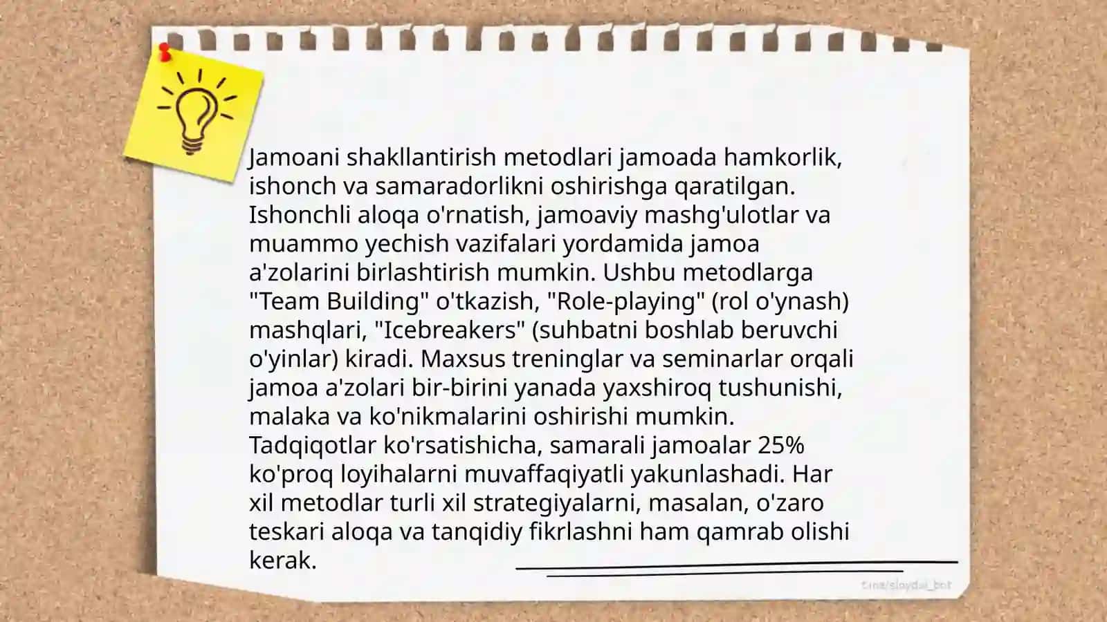 Jamoani shakllantirish metodikasi 4