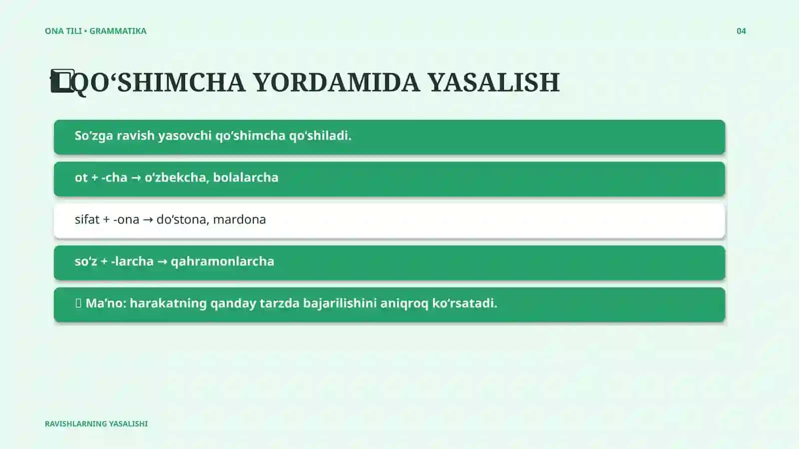 RAVISHLARNING YASALISHI 4