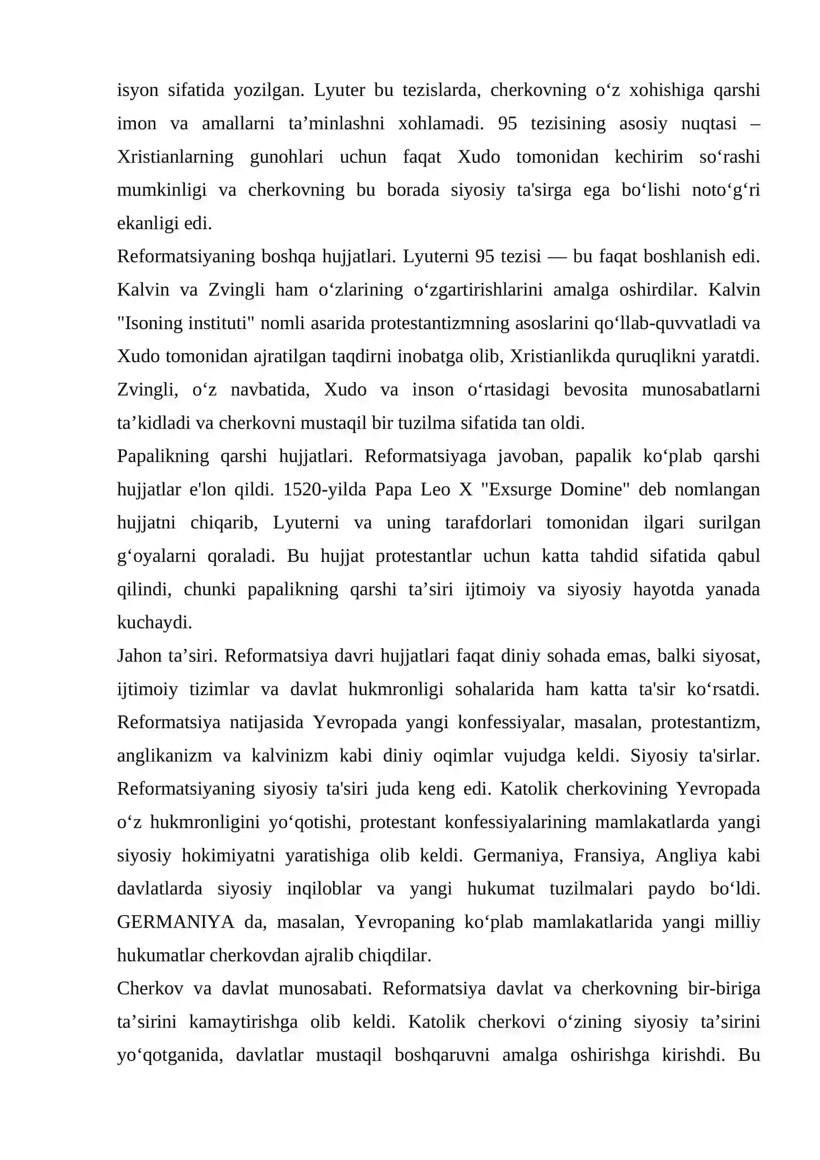 Yevropada reformatsiya davri hujjatlari 4