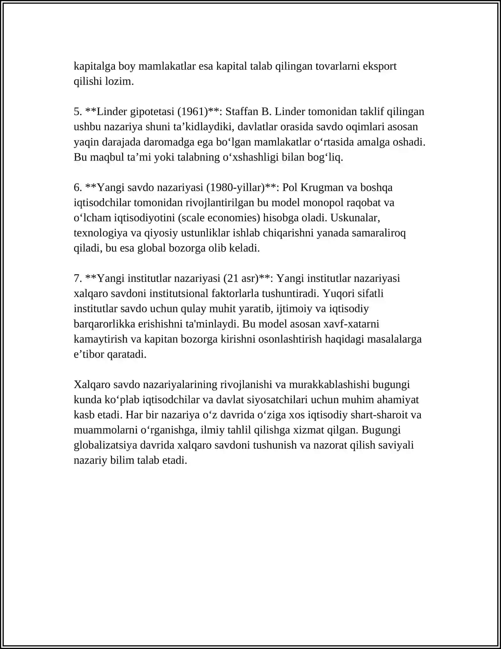 XALQARO SAVDO NAZARIYALARI 4