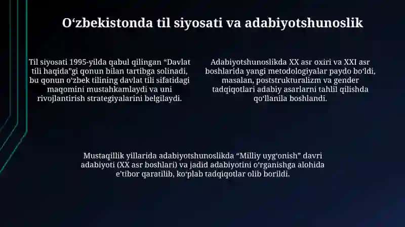 O'zbekistonning eng yangi tarixidan filologiya 4