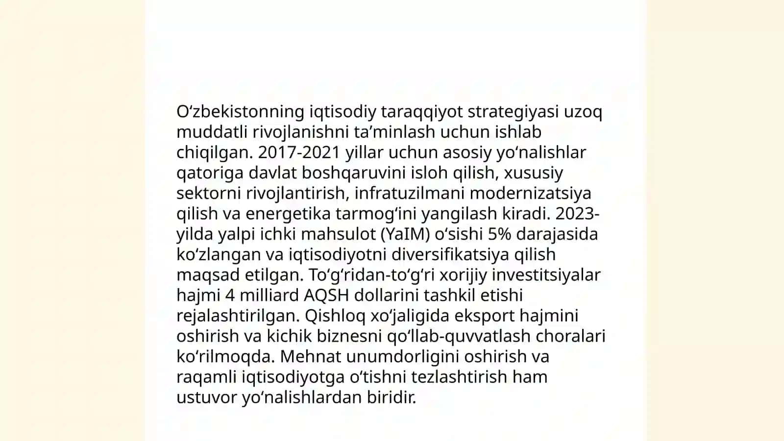 Oʻzbekistonning oʻziga xos istiqlol va taraqqiyot yoʻli 4