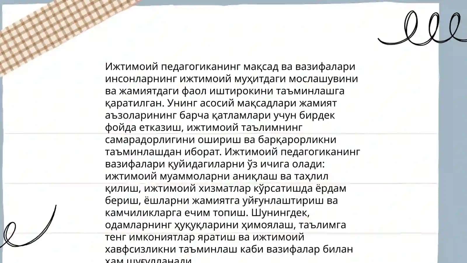 Ижтимоий педагогика соҳалари ва аазифалари 4