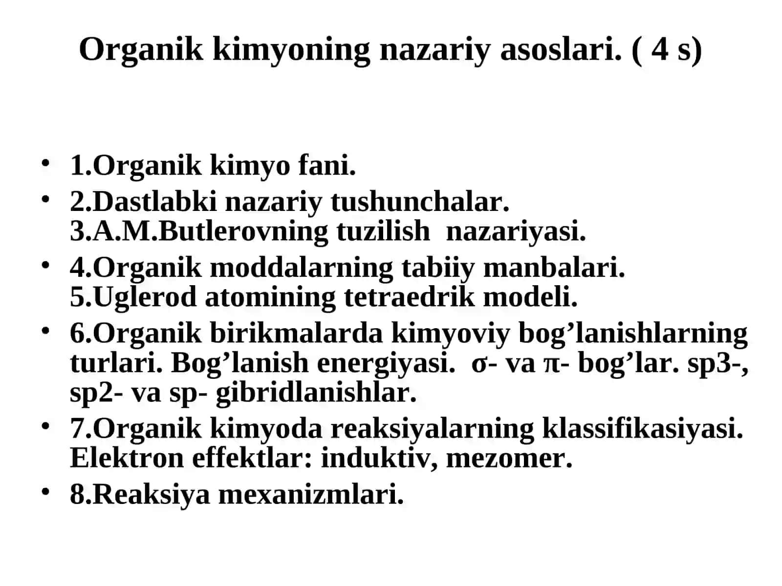 Organik kimyoning nazariy asoslari 4