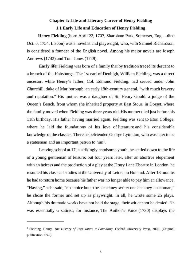 HENRY FIELDING AND HIS NOVEL “TOM JONES” 4