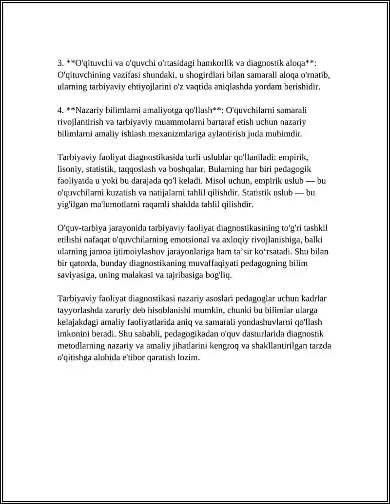 O'QUV-TARBIYA JARAYONIDA TARBIYAVIY FAOLIYAT DIAGNOSTIKASI 4