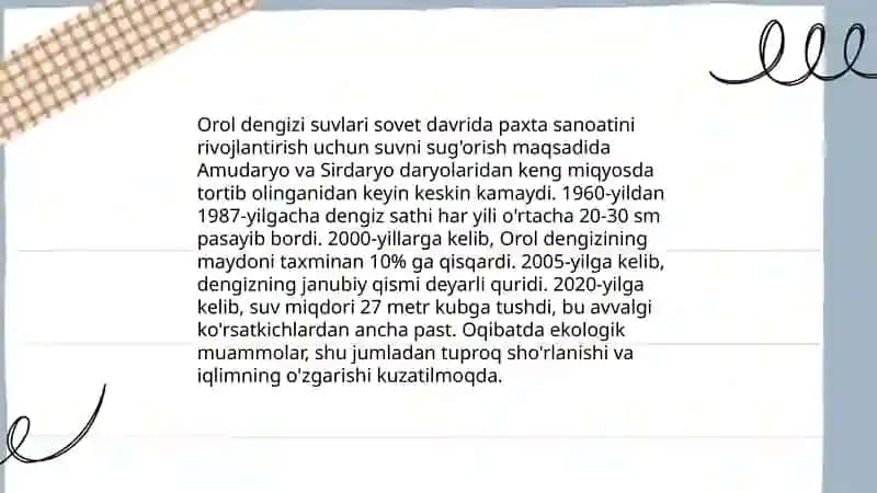 Orol boʻyi hududining ekologik -meliorativ holati 4