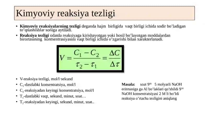 Kimyoviy reaksiya tezligi 4
