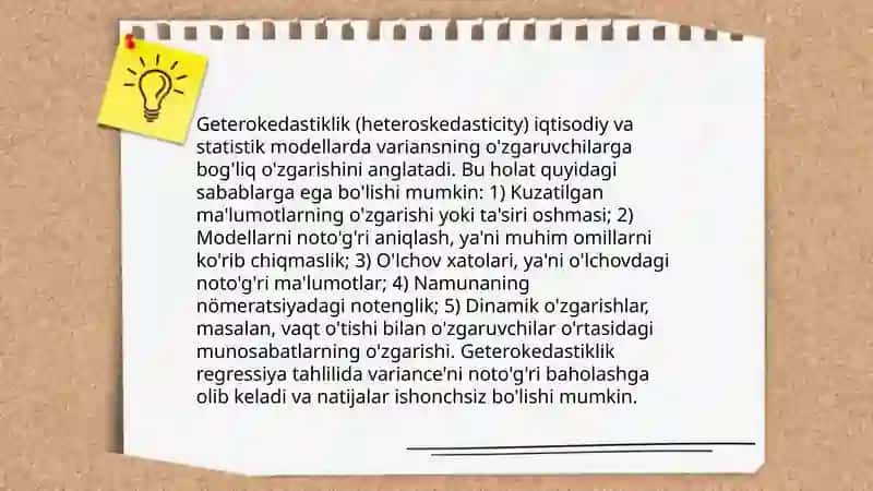Geteroskedastiklik uchun test 4