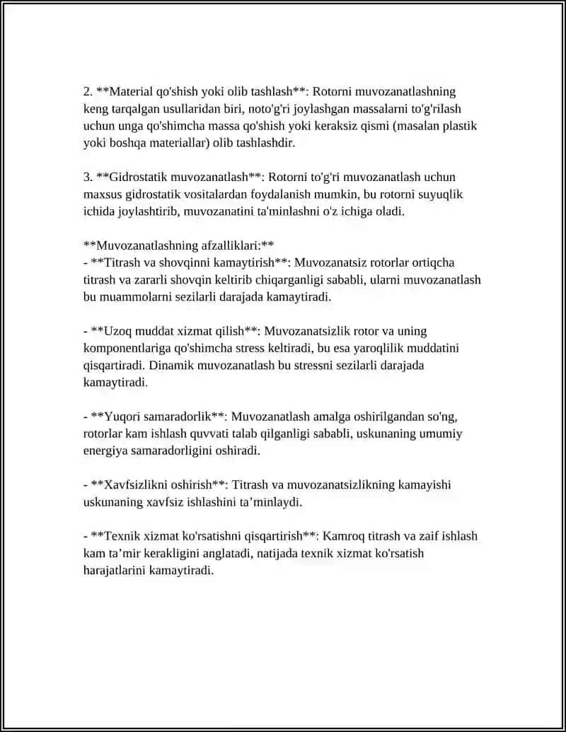 LOYIHALASHDA ROTORNI DINAMIK MUVOZANATLASH 4