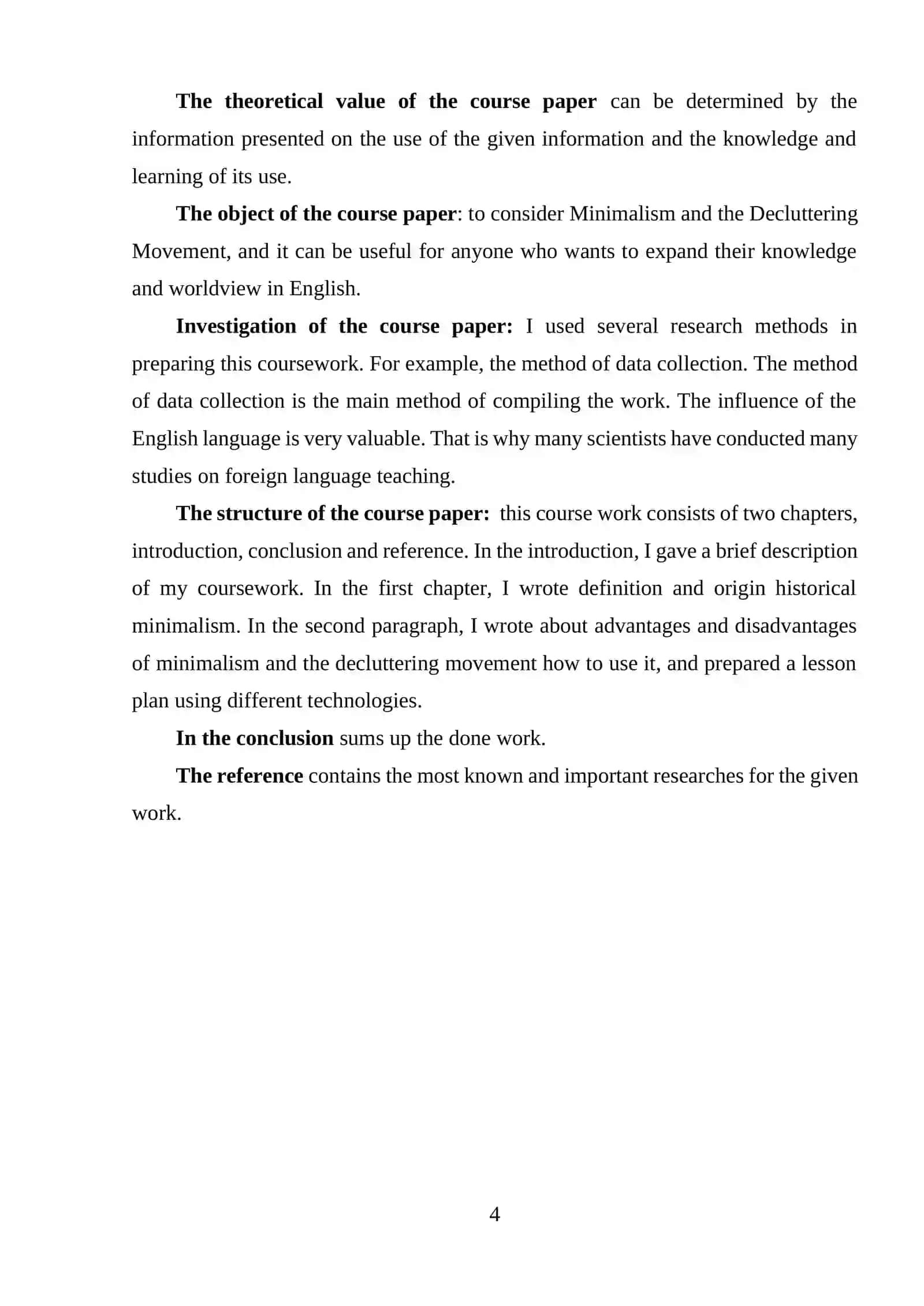 Course paper on Minimalism and the Decluttering Movement 4