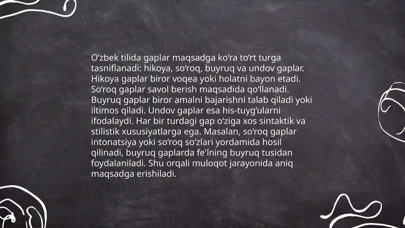 Oʻzga gaplarning gap sintaksisi tizimidagi oʻrni 4