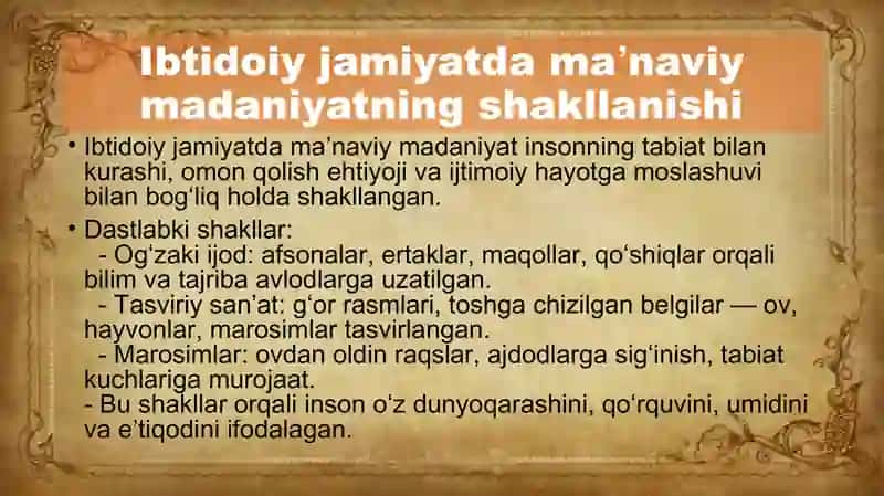 Maʼnaviy madaniyat ibtidoiy diniy eʼtiqodlar 4