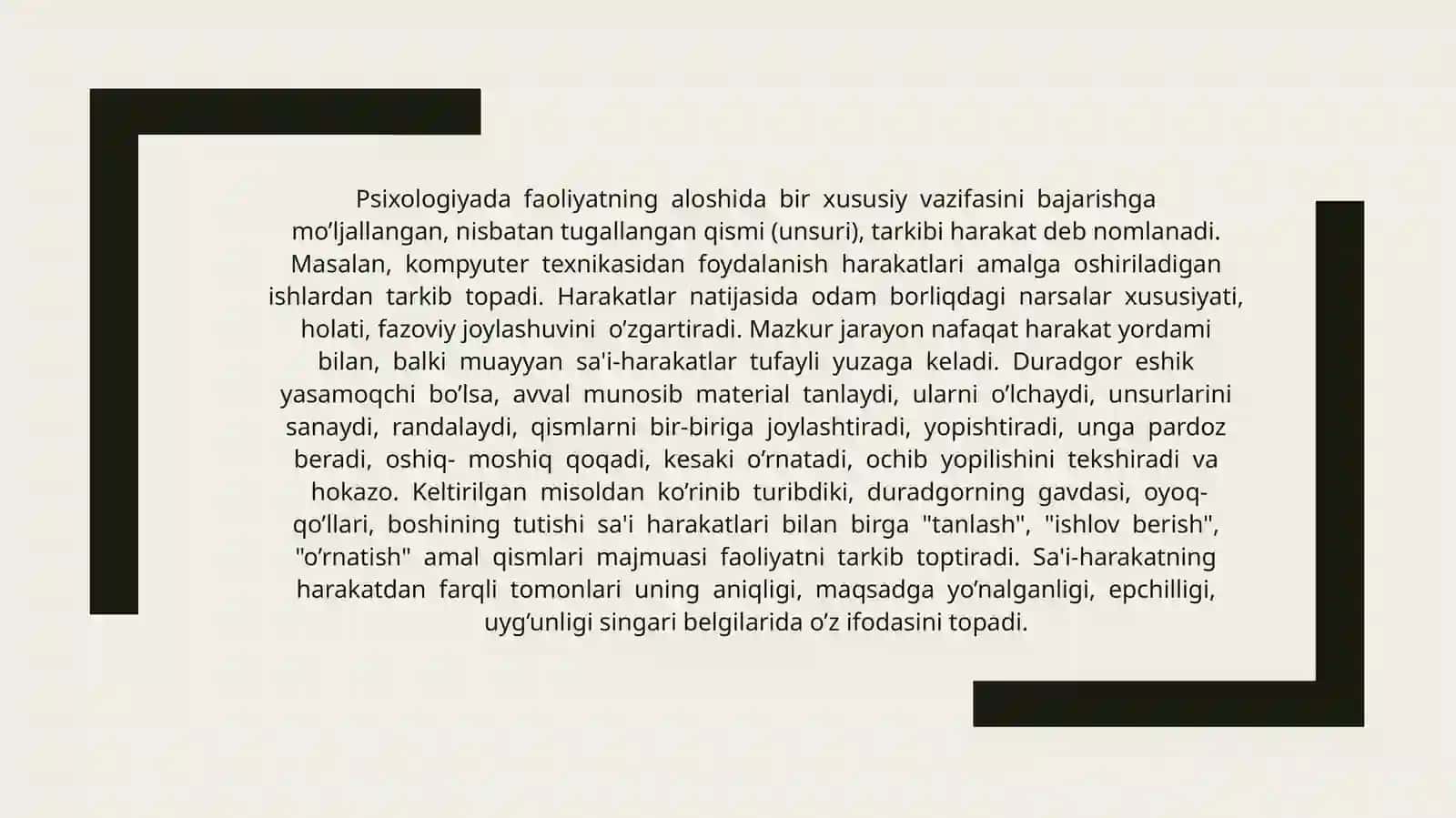 Faoliyatning psixologik talqini 4