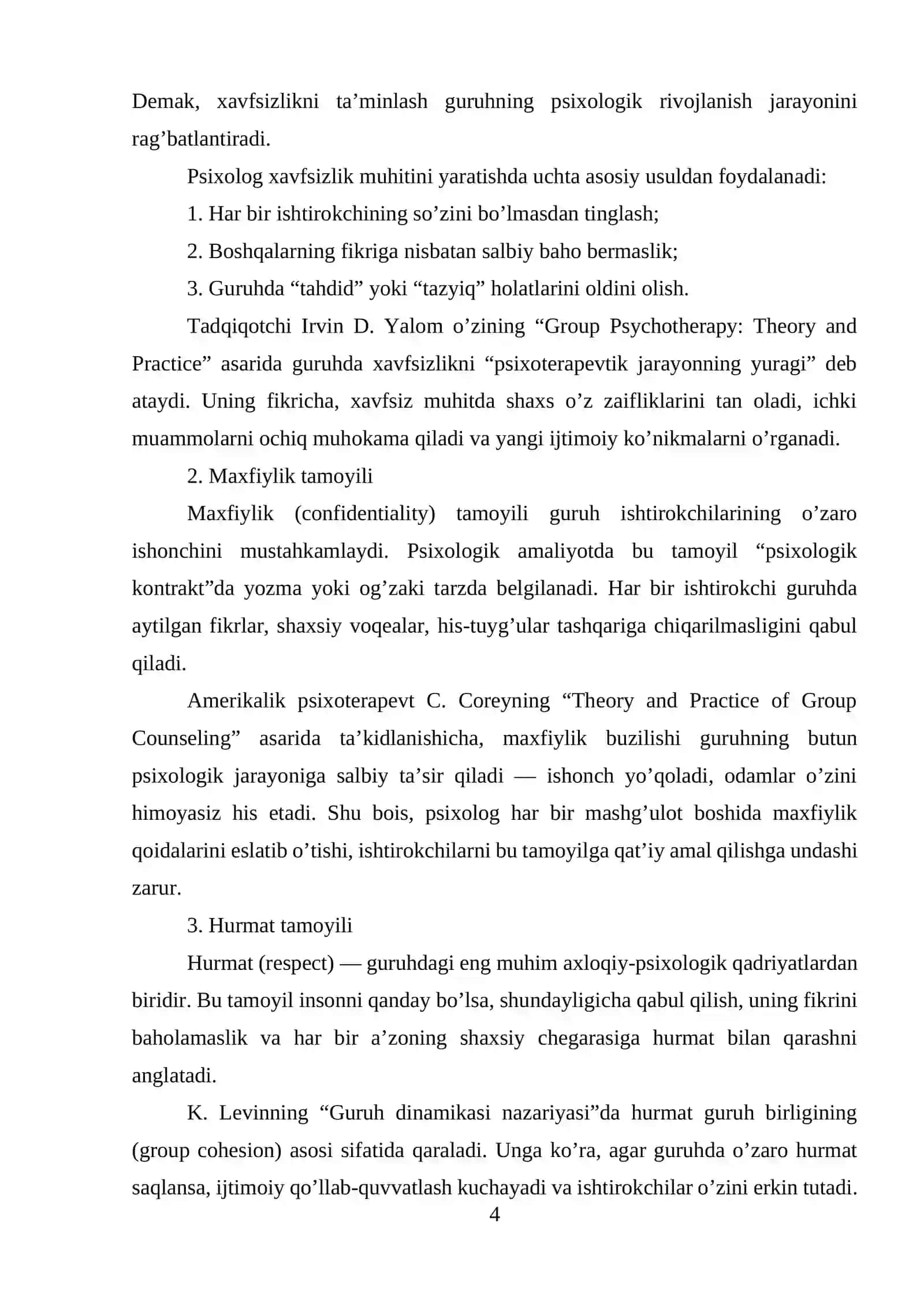 Trening nomi: “Men va mening guruhim” 4