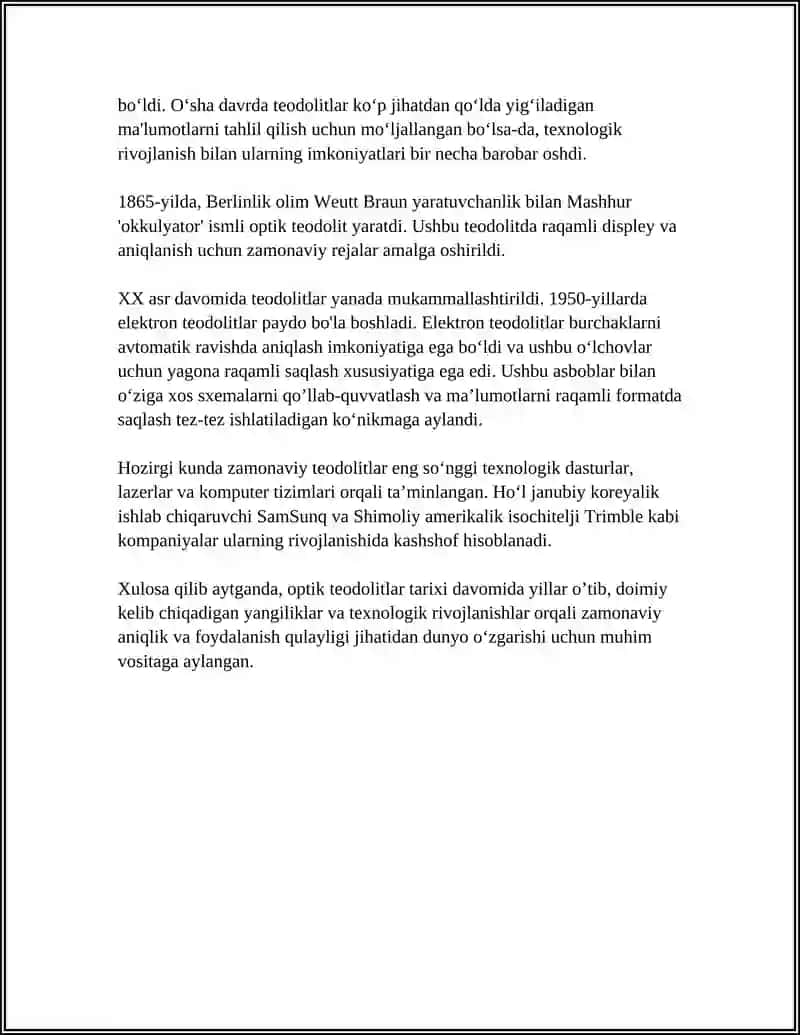 REFERAT Mavzu: OPTIK TEODALITLAR 4