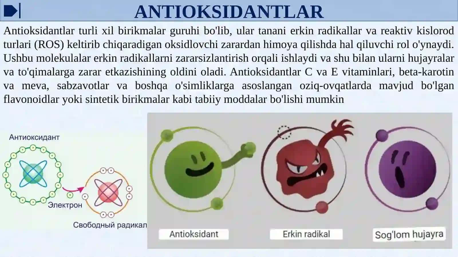 Antioksidantlar. Ularning klinikada qo'llanilishi 4
