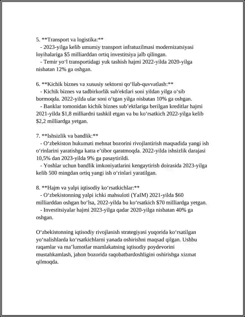O'ZBEKISTON IQTISODIYOTI 4